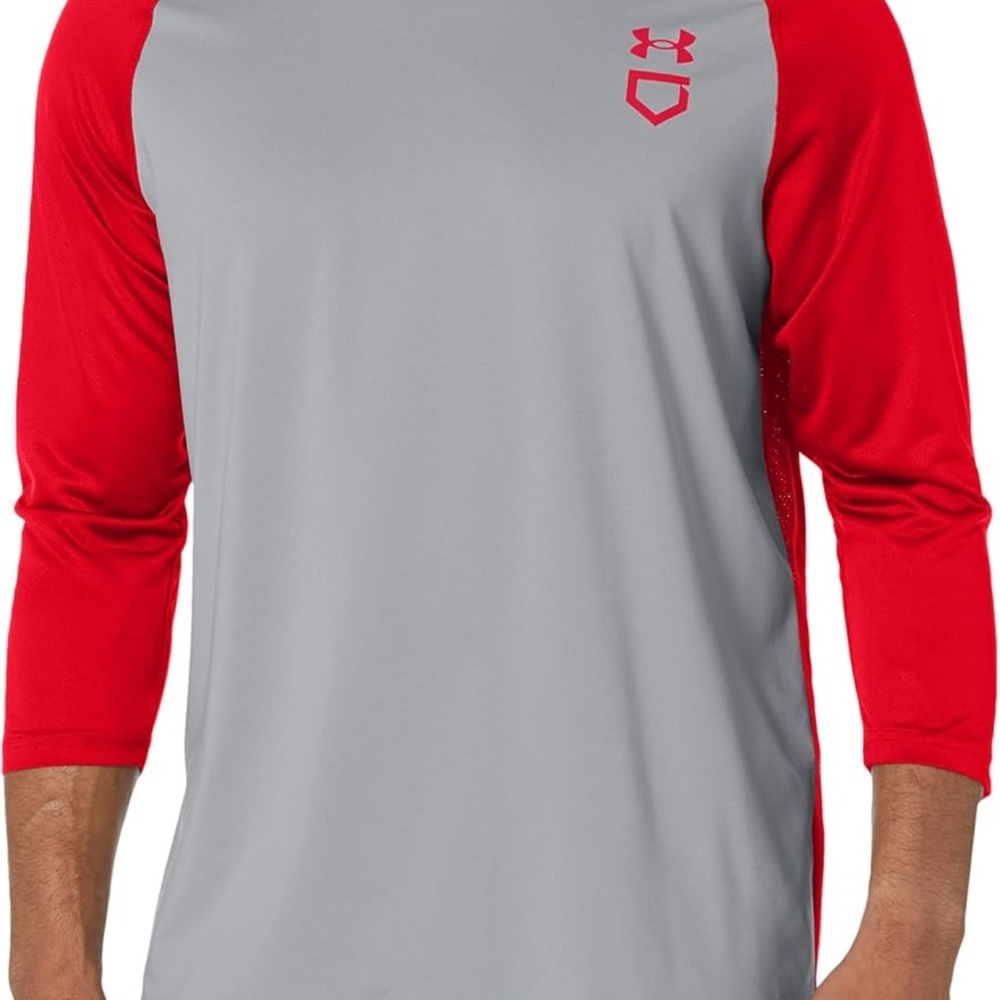 Under Armour Men's Long Sleeve Red and Gray Tee